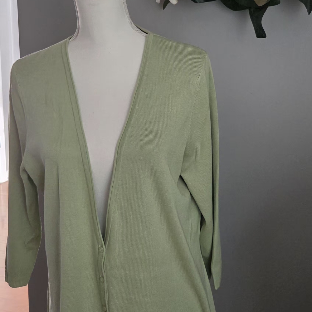 Coldwater Creek Light Sage Knit Cardigan SzL